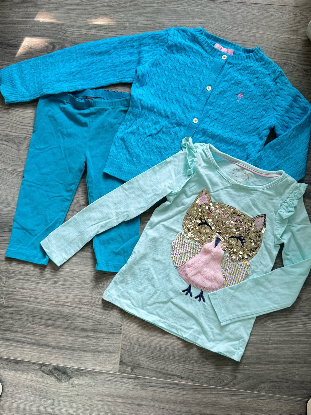 Lilly Pulitzer Cardigan Sweater Cynthia Rowley Owl Shirt Tea Capri Leggings 4-5